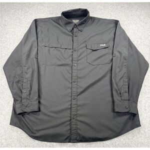 Huk Performance Long Sleeve Fishing Shirt Mens 3XL Black Button Down Mesh Back